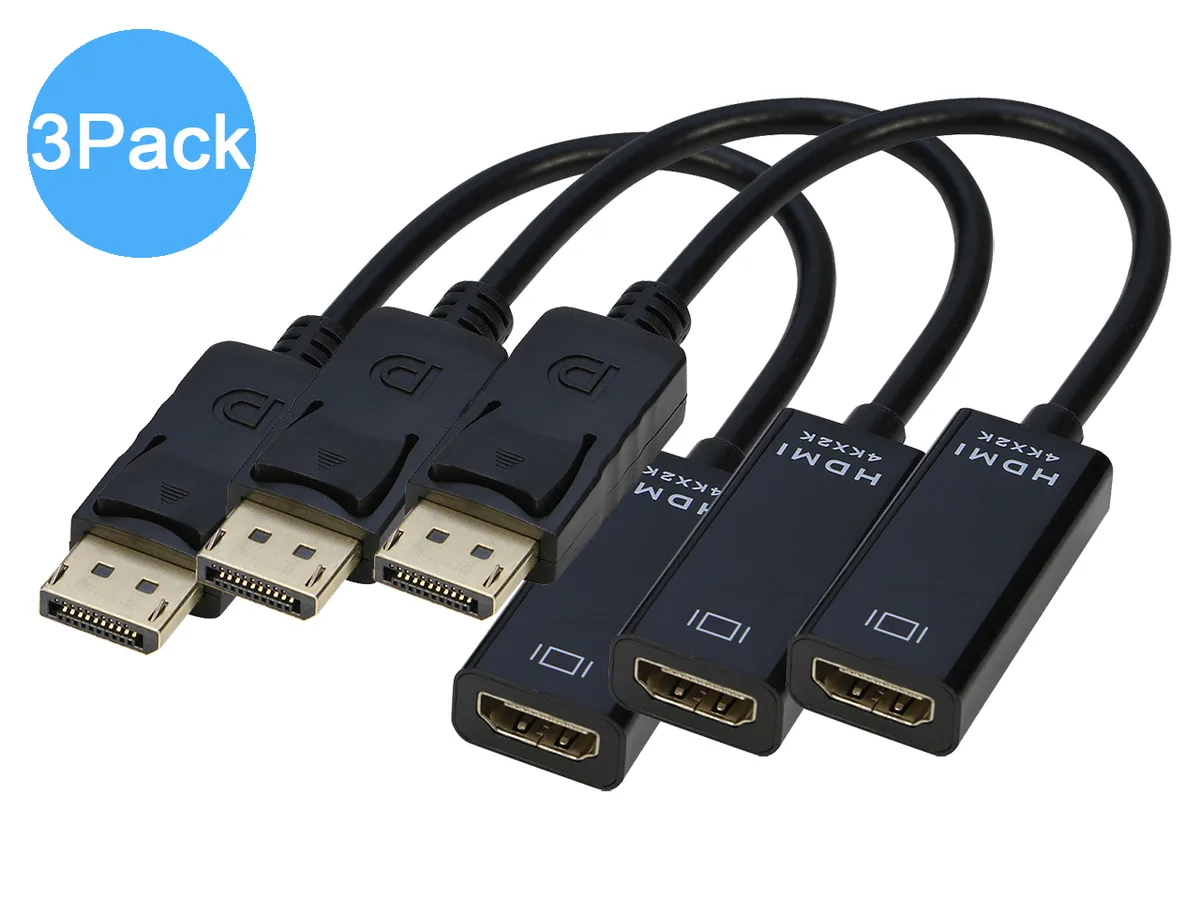 iXever iXever DisplayPort to HDMI adapter cable 3-pack 25cm 4K 30Hz — product photo