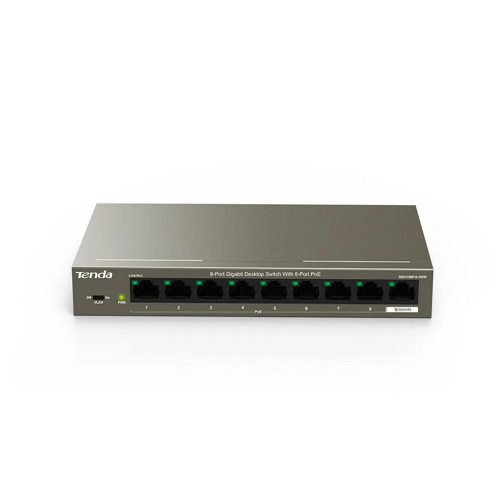 Tenda Tenda TEG1109P-8-102W 9-Port Gigabit PoE Network Switch — product photo