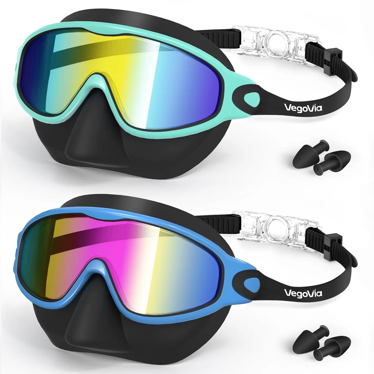  VegoVia Kids Swim Goggles with Nose Cover 2 Pack Ages 3-12 — product photo
