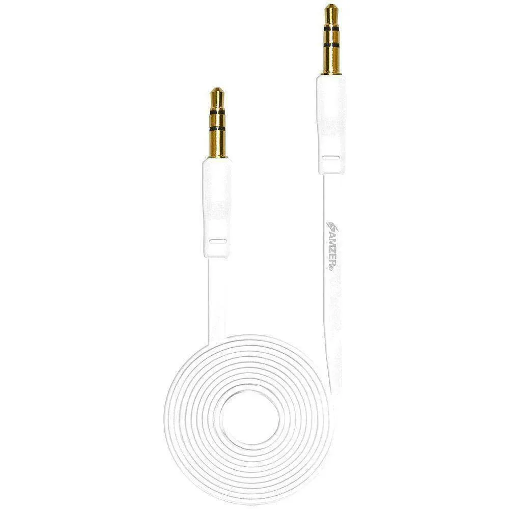 Amzer Amzer 3.5mm Auxiliary Audio Flat Cable 3ft White — product photo