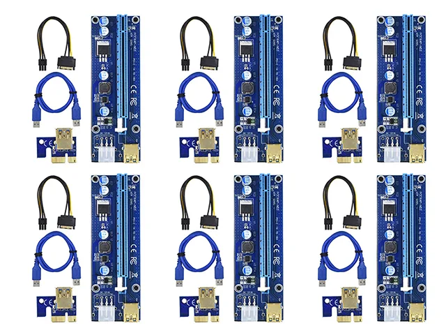 POWINSUN POWINSUN PCI-E 16X to 1X Riser Kit 6 Pack 60cm USB 3.0 — product photo