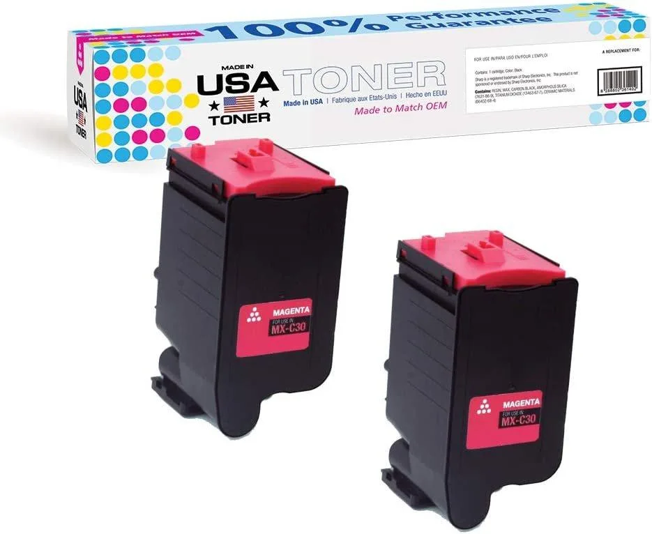MADE IN USA TONER MADE IN USA TONER Sharp MX-C30NTM Magenta 2 Pack 6000 Pages — product photo