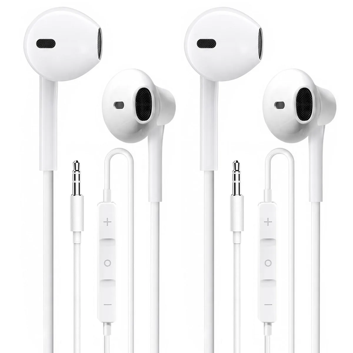  CLIPSUN Wired Earbuds 2 Pack Off White 3.5mm 32 ohm — product photo