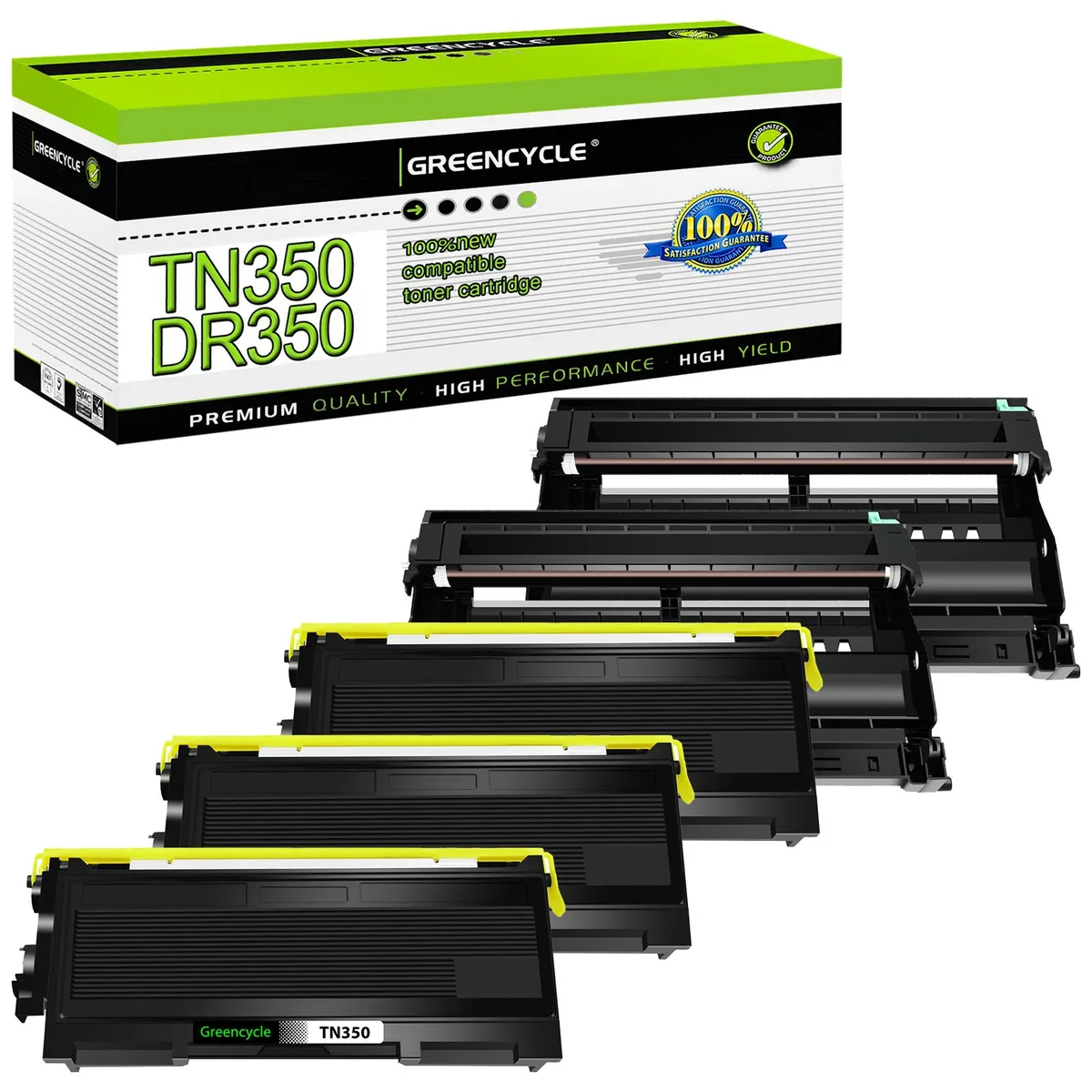 GREENCYCLE GREENCYCLE TN350 DR350 toner cartridge &amp; drum unit set 3 toner 2 drum — product photo