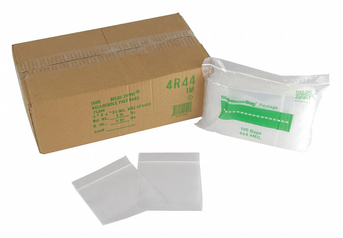 Clear reclosable polyethylene bags, 4 mil thick, pack of 1000