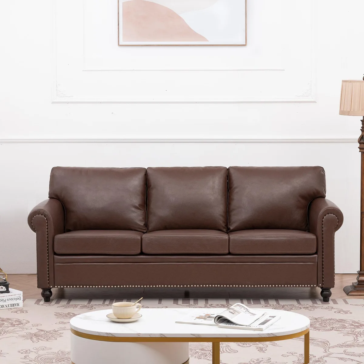 tuphen tuphen 3 Seater Sofa Brown PU Fabric — product photo