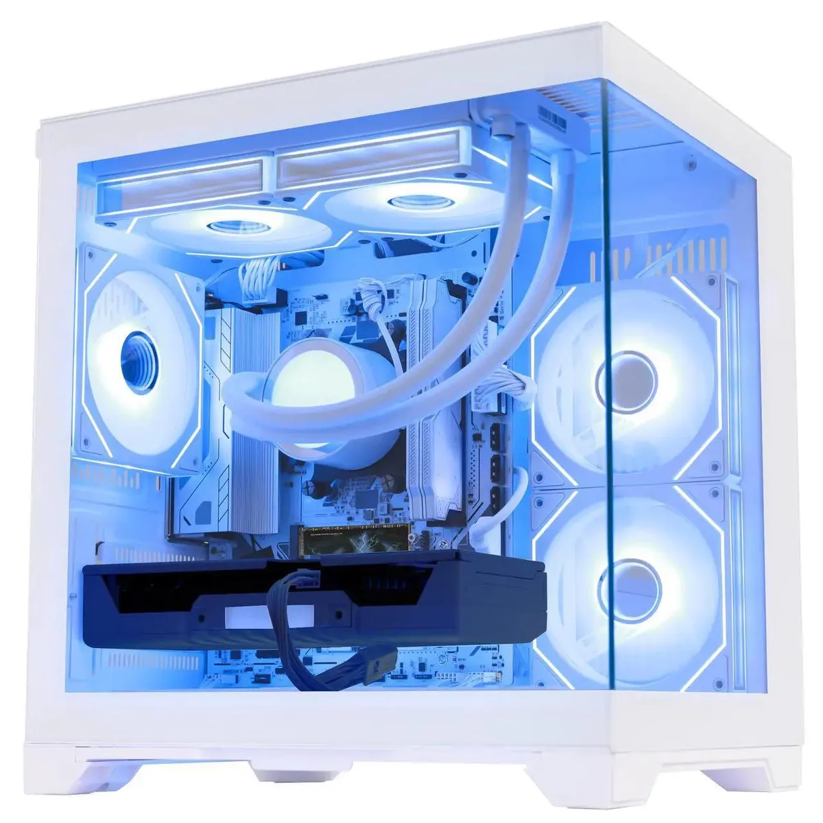 Hoengager Hoengager AMD Ryzen 5 9600X RTX 5050 16GB DDR5 3TB Liquid Cooler White Gaming PC — product photo