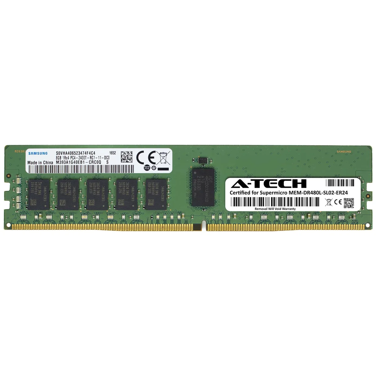 A-Tech A-Tech Supermicro Certified 8GB DDR4 2400 ECC RDIMM 1Rx4 MEM-DR480L-SL02-ER24 — product photo