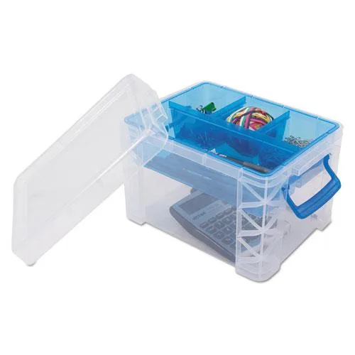 Advantus Advantus 37375 Super Stacker Divided Storage Box 5 Sections 7.5 x 10.13 x 6.5 Clear/Blue — product photo