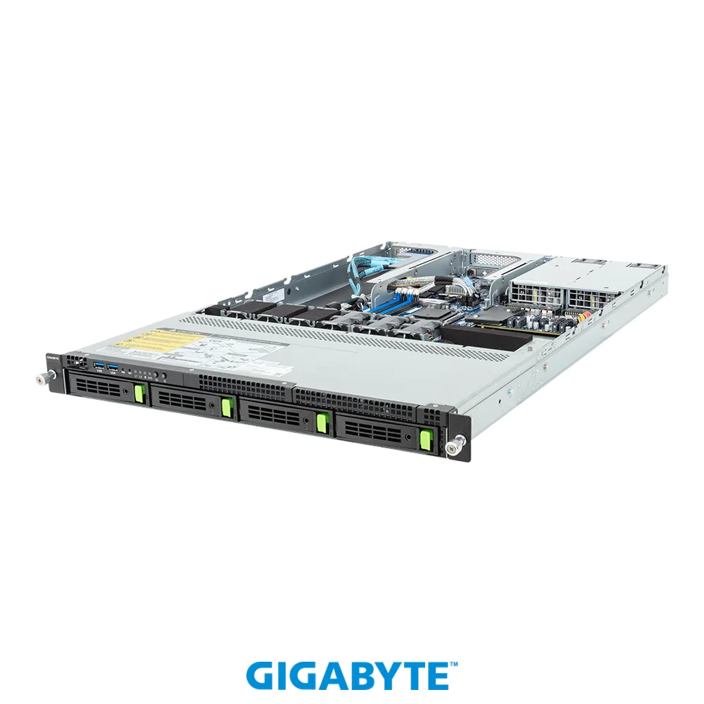 GIGABYTE GIGABYTE R133-C10-AAA2 barebone server 1U 4-bay Gen4 NVMe/SATA 550W Platinum — product photo