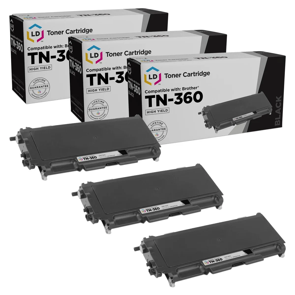 LD Products LD Products TN-360 High Yield Black Toner Cartridge 3-Pack — product photo