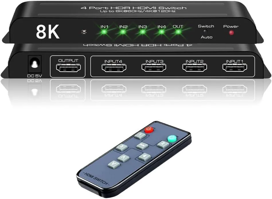 Hitoor Hitoor 4 Port HDMI 2.1 Switch 4K@120Hz 8K@60Hz 48Gbps video switch — product photo