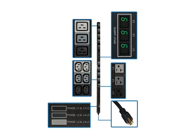 Tripp Lite Tripp Lite PDU3MV6L2120 Metered 0U 3-Phase Surge Protector 5.7 kW 48 Outlets NEMA L21-20P — product photo