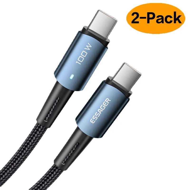 LUOM LUOM Essager CG100W USB-C cable 100W 3.3ft 2-pack Blue — product photo