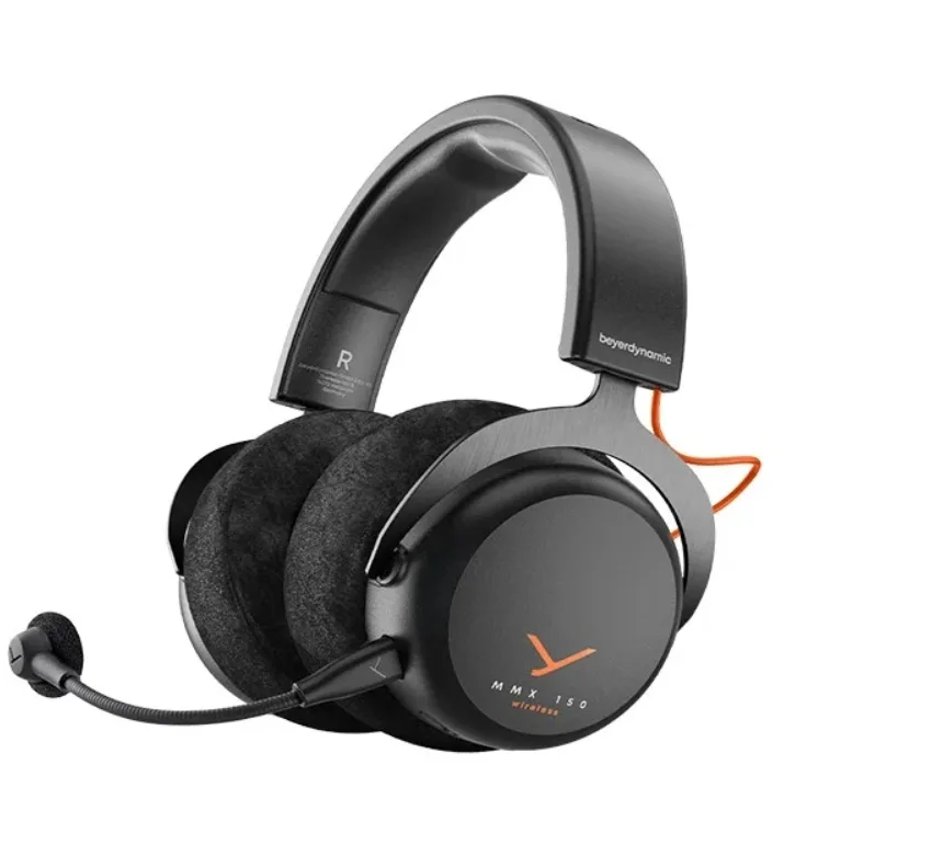 Black over-ear wireless gaming headset with velour ear pads