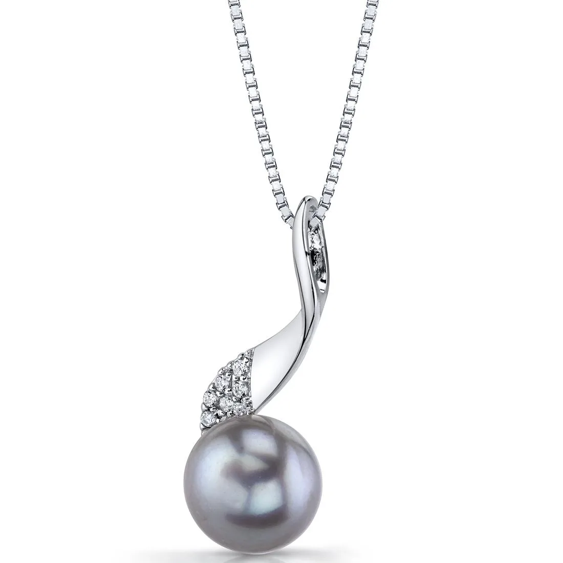 Oravo Oravo 10.0mm Grey Pearl Swirl 925 Sterling Silver Pendant Necklace 18" SP11334 — product photo