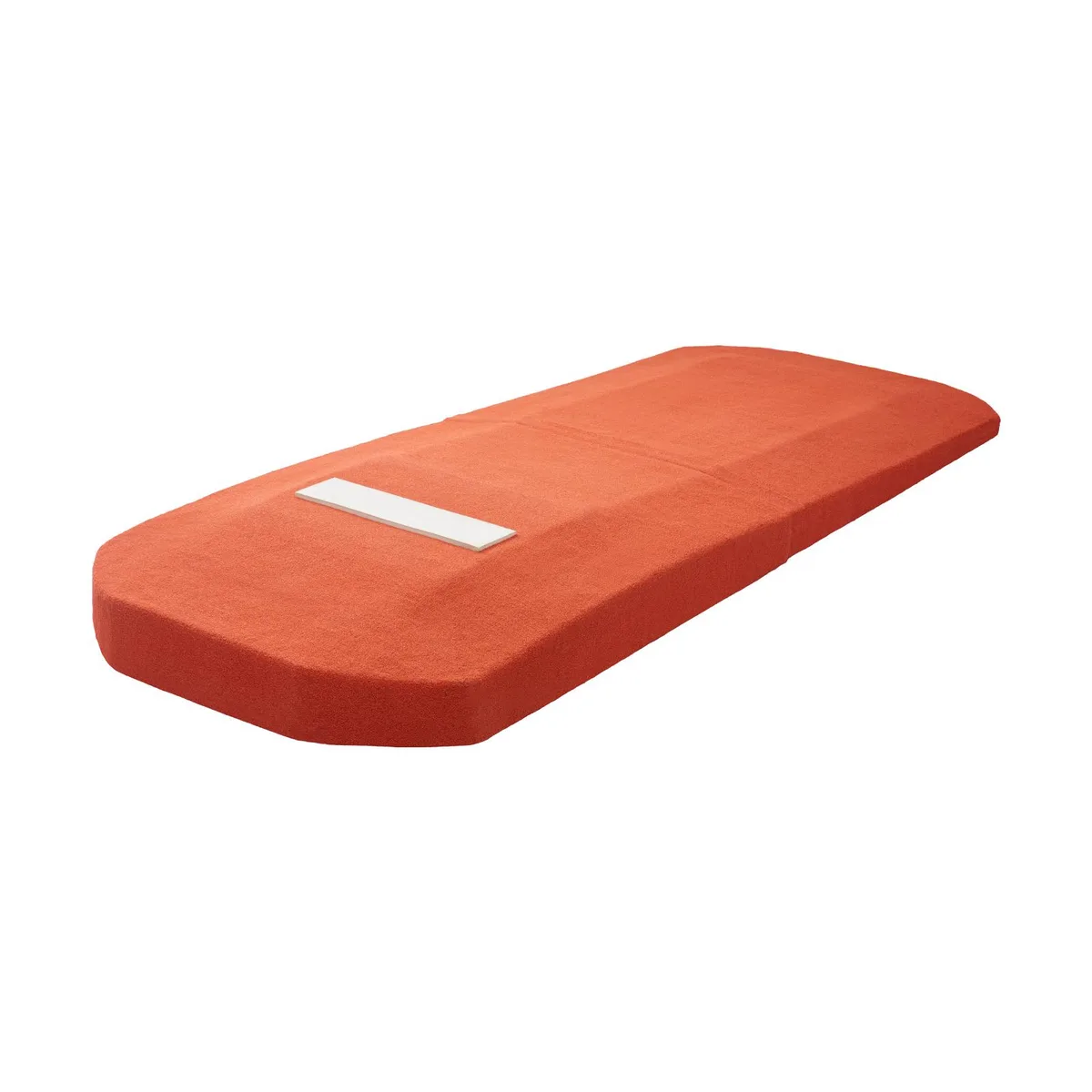 Red portable pitching mound 127 in long with turf surface and rubber plate