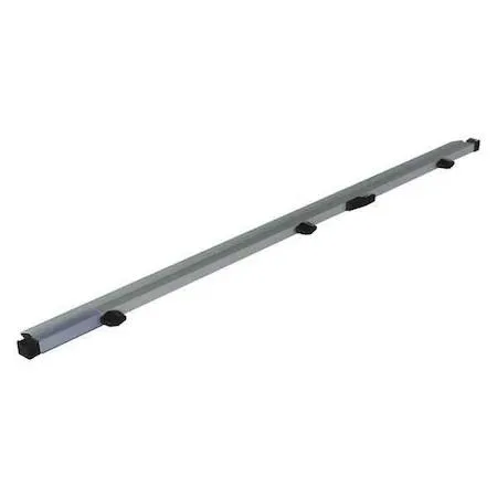Six tan aluminum hanging clamps, 37 3/4 inches long, with black end caps and clear label holders
