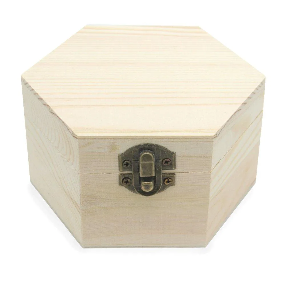  Plain Unfinished Hexagon Wooden Toy Storage 2.5" x 2.7 — product photo