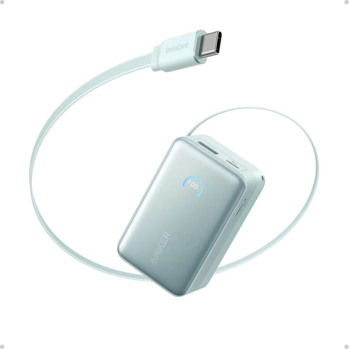 Anker Anker A1638 Nano Power Bank 10000mAh 45W Retractable Cable Green — product photo