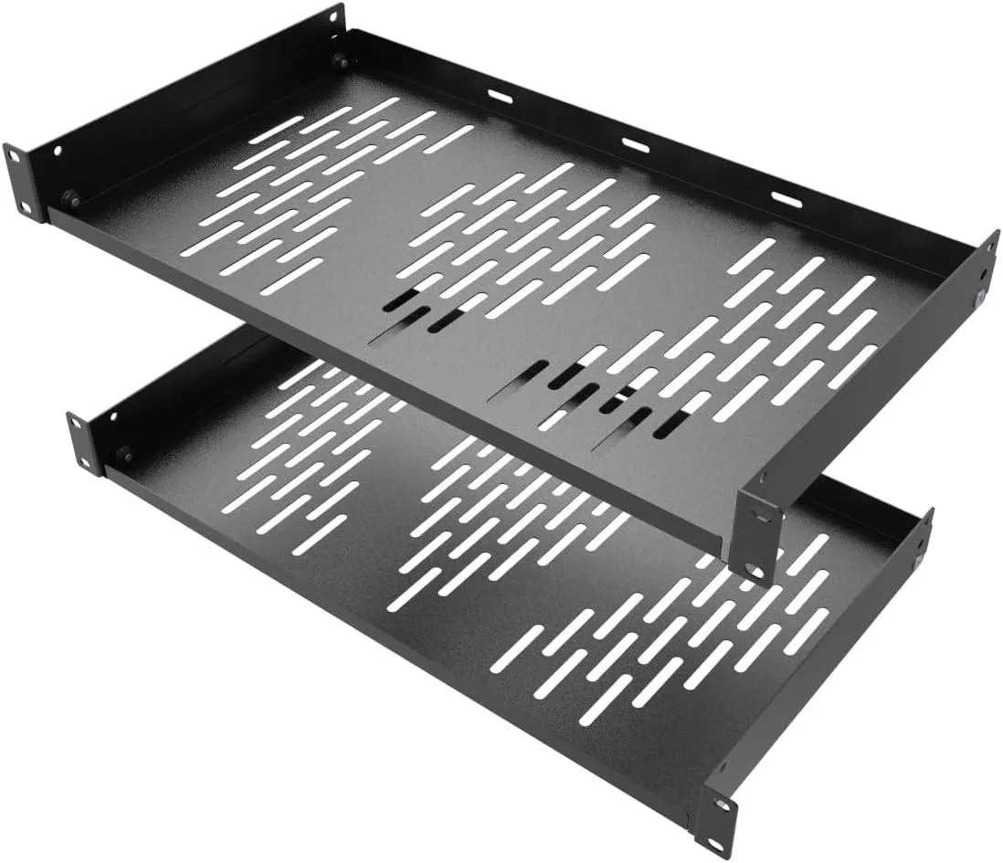 TAURKENAM TAURKENAM 2PCS 1U 10" Deep Vented Cantilever Server Rack Shelf Black — product photo