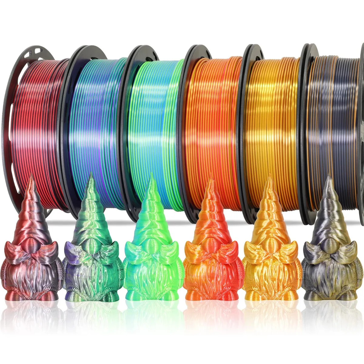 MIKA3D Bicolor Silk PLA Bundle 6×250 g 1.75 mm — product photo