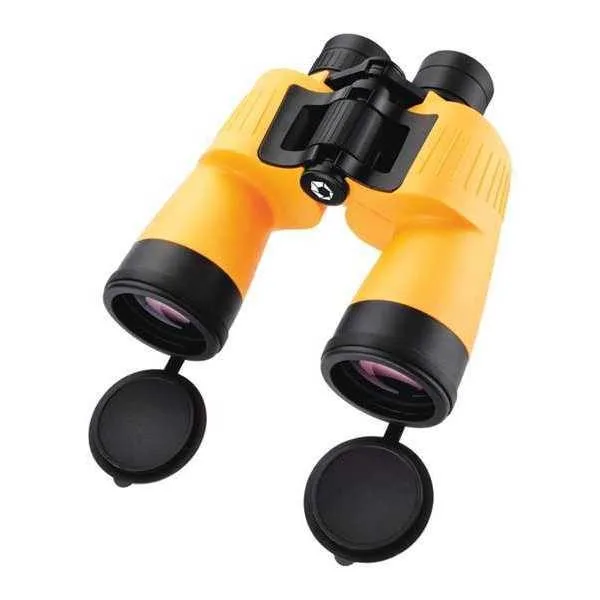 Yellow rubber-armoured Porro binoculars, 7x50, floating waterproof design