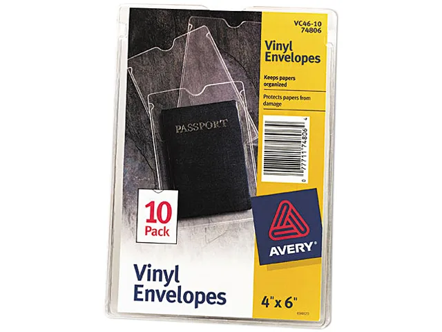 Avery Avery 74806 Top-Load Clear Vinyl Envelopes 4 x 6 10 Pack — product photo