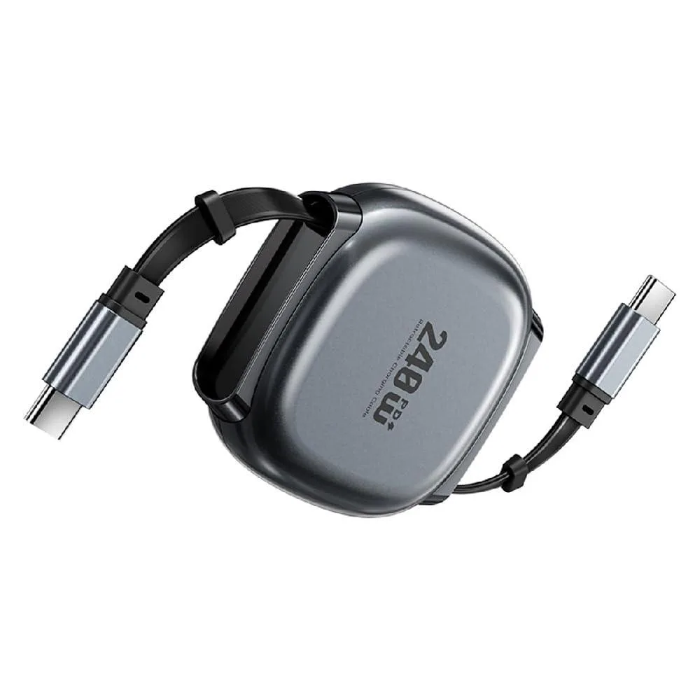 Fervit Fervit 240W USB-C retractable coiled cable 100cm 480Mbps USB 2.0 black — product photo