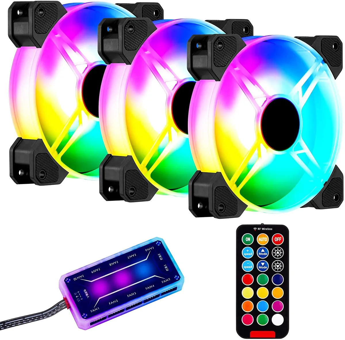 IHDAPP IHDAPP 3-Pack 120mm RGB Case Fans with Controller — product photo
