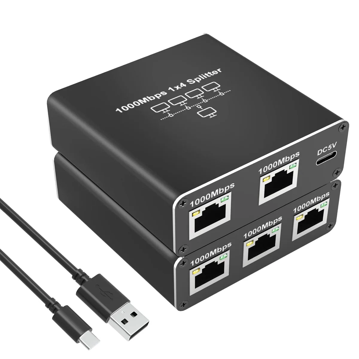 WRIARICH WRIARICH Ethernet Splitter 1 to 4 1000Mbps USB Powered — product photo