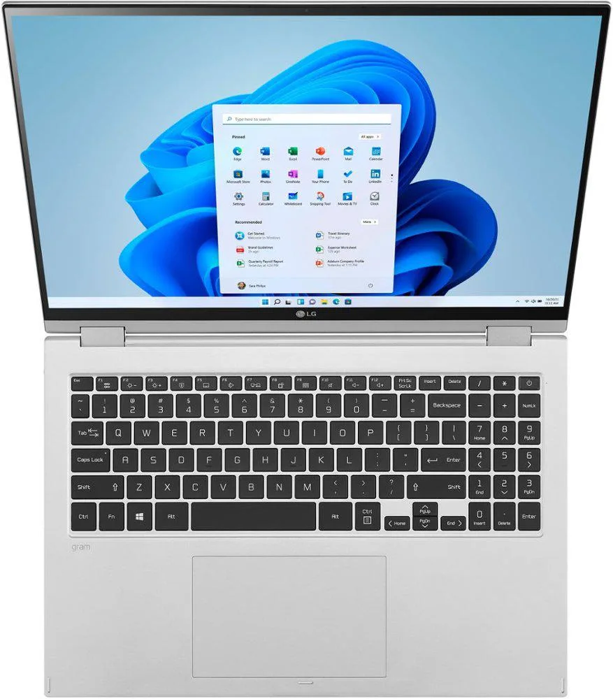 LG Electronics LG Electronics gram 2-in-1 16" WQXGA laptop Core i7-1165G7 16GB LPDDR4X 2TB NVMe Silver 16T90P-K.ADS9U1 — product photo