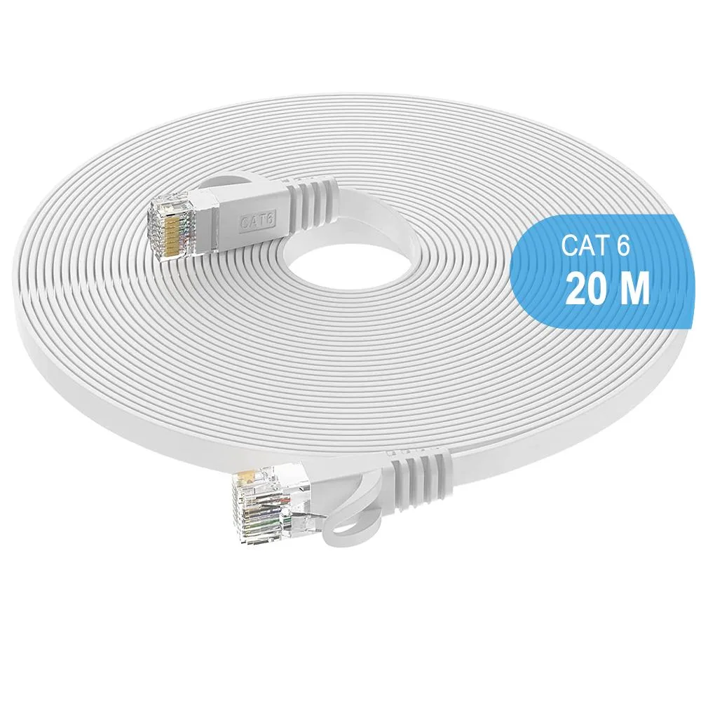 Vemsoin Vemsoin 65 ft Cat6 UTP Network Ethernet Cable White 250 MHz 32 AWG 50 Micron Gold — product photo