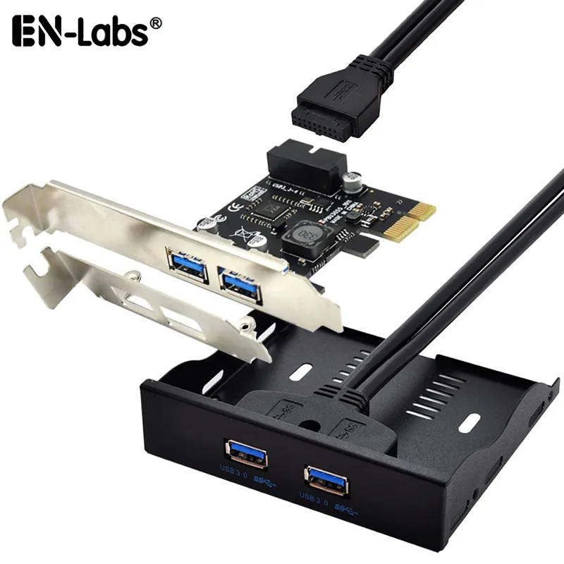 EN-Labs EN-Labs PCIEU3220KITSSU USB 3.0 expansion card kit with 3.5" front panel — product photo