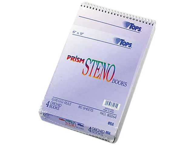 TOPS TOPS 80264 Spiral Steno Notebook, Gregg Rule, 4×80-Sheet Pack, Orchid — produktbilde