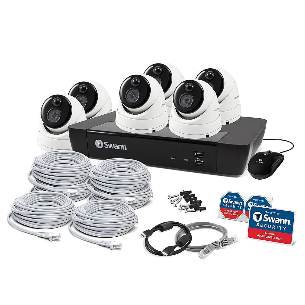 Swann Communications Swann Communications Pro 4K 8-Channel 6-Camera 2TB HDD NVR Surveillance Security System - White — product photo