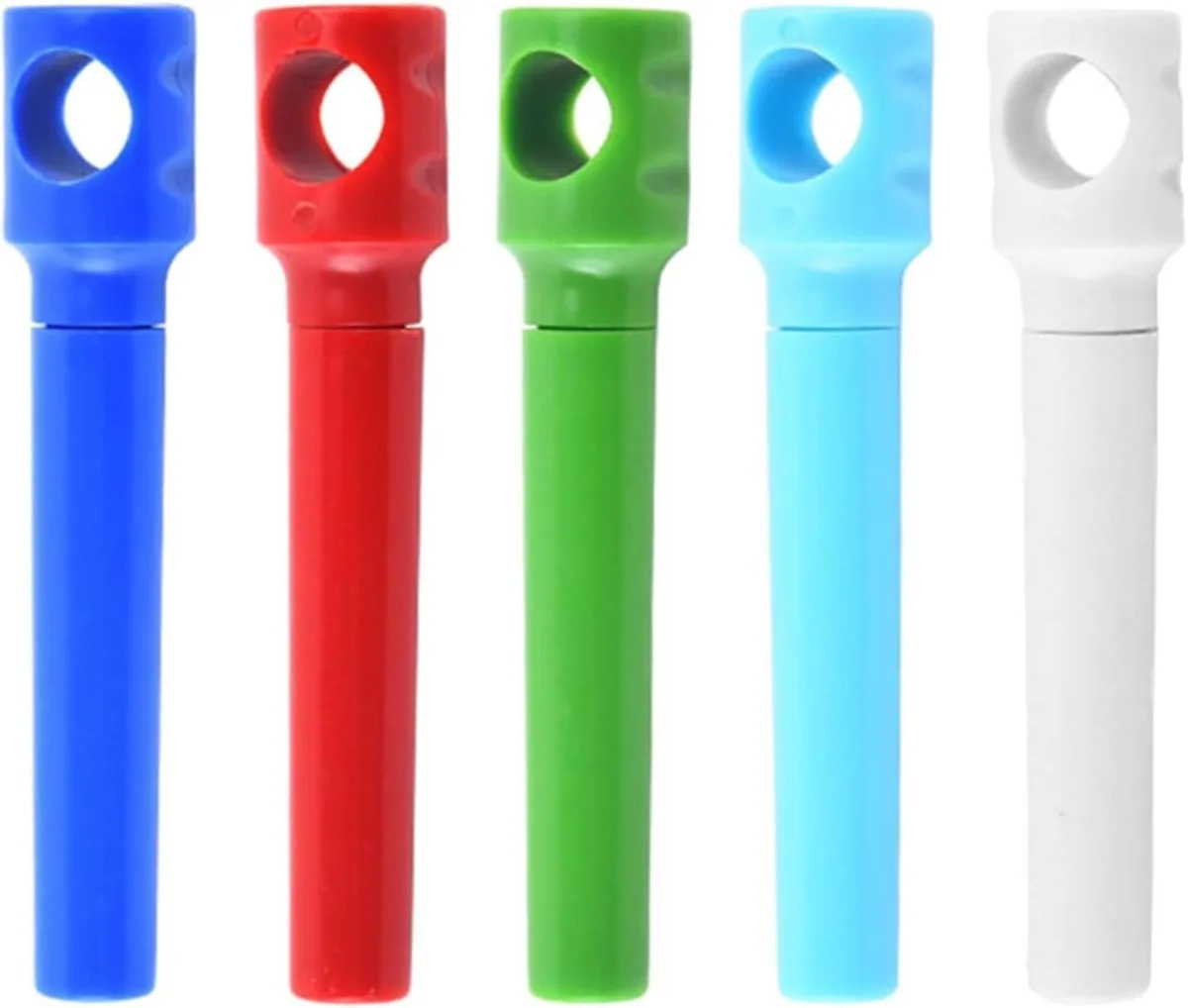 Five small pocket corkscrews in assorted colours