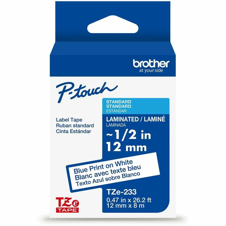 Brother Brother TZE233 Blue on White Laminated Label Tape 12mm x 26.2ft — product photo
