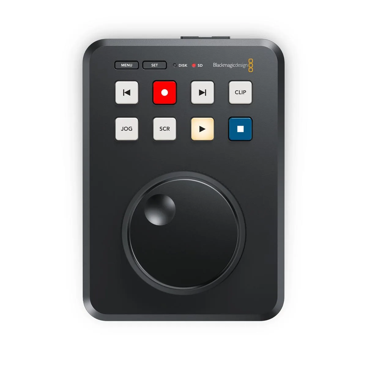 Compact desktop recorder player with large metal search dial and ten front buttons