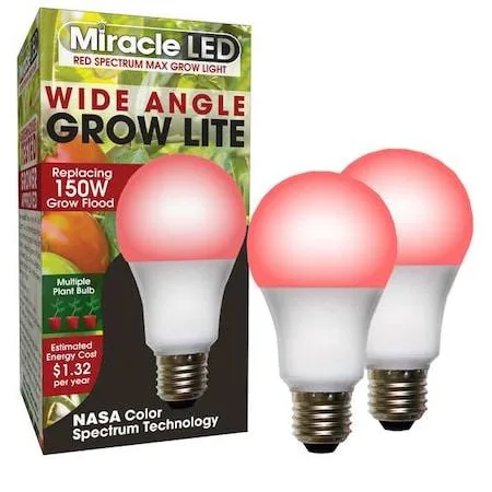A19 LED bulb with frosted transparent housing, 11W, 270 degree beam angle, red spectrum 630nm peak