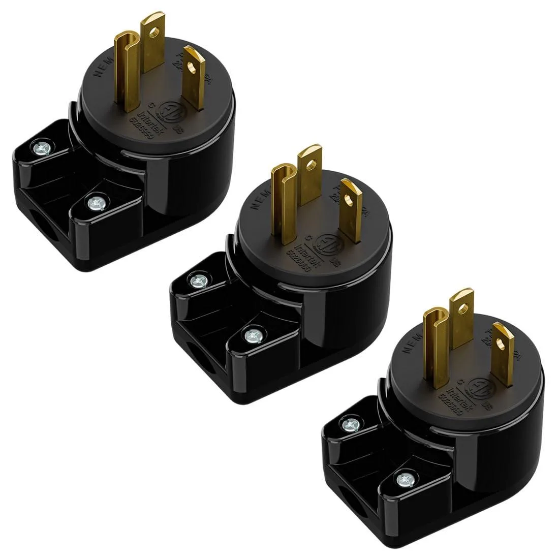 LORDWORLD LORDWORLD Right Angle ETL Nema 5-20P 20A 125V 12-Direction Rotatable Plug Black — product photo