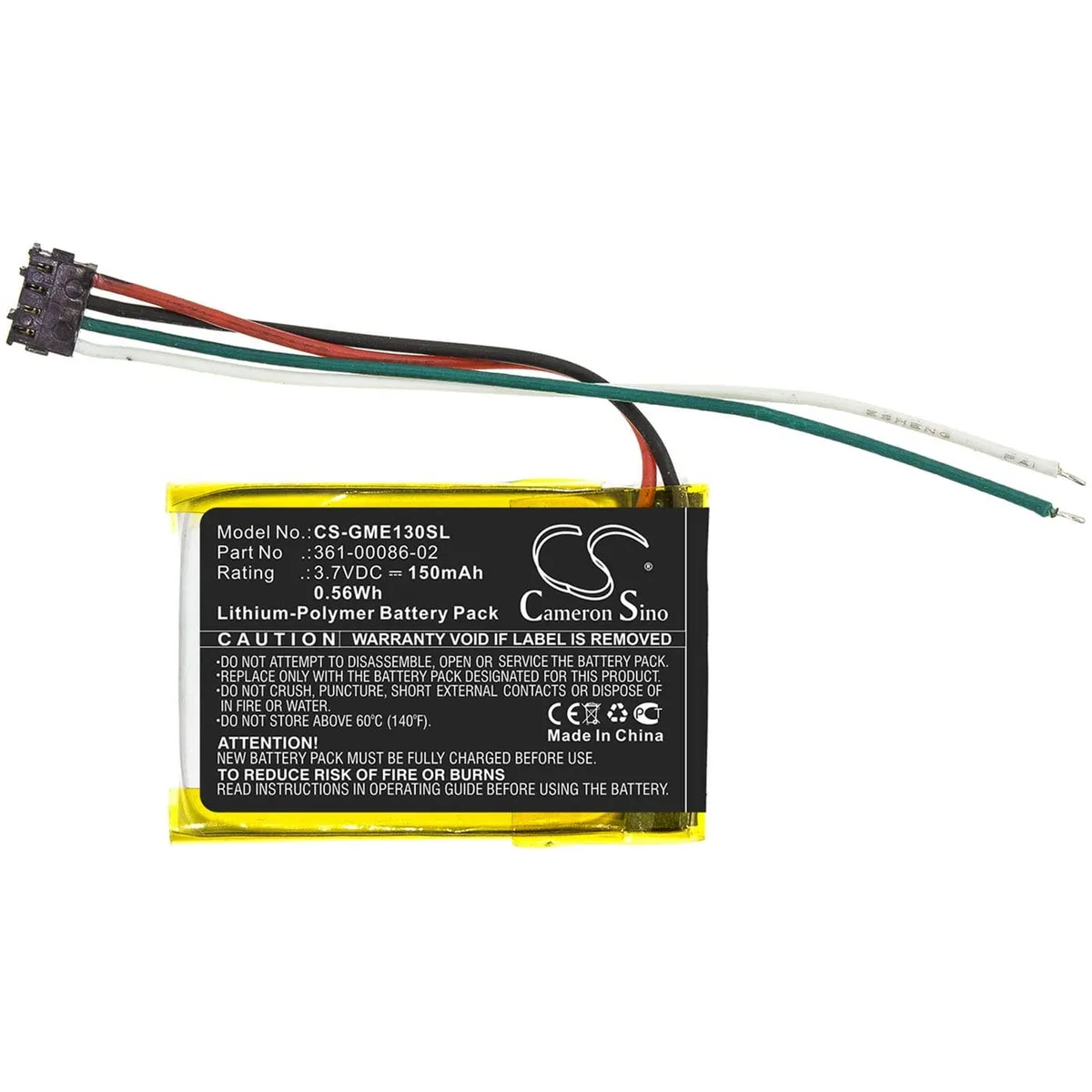  Cameron Sino Battery for Garmin Edge 130 150mAh 3.7V 361-00086-02 — product photo