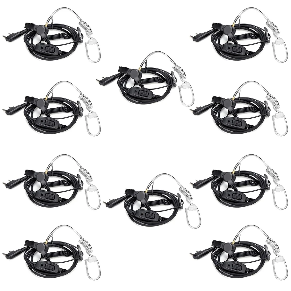 KEHIPI KEHIPI Surveillance Earpiece Coiled Cord 10 Pack — product photo