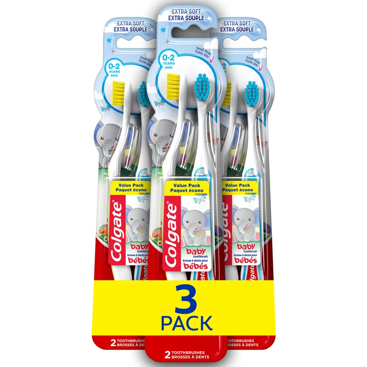 Six white manual toothbrushes with small heads and non-slip handles