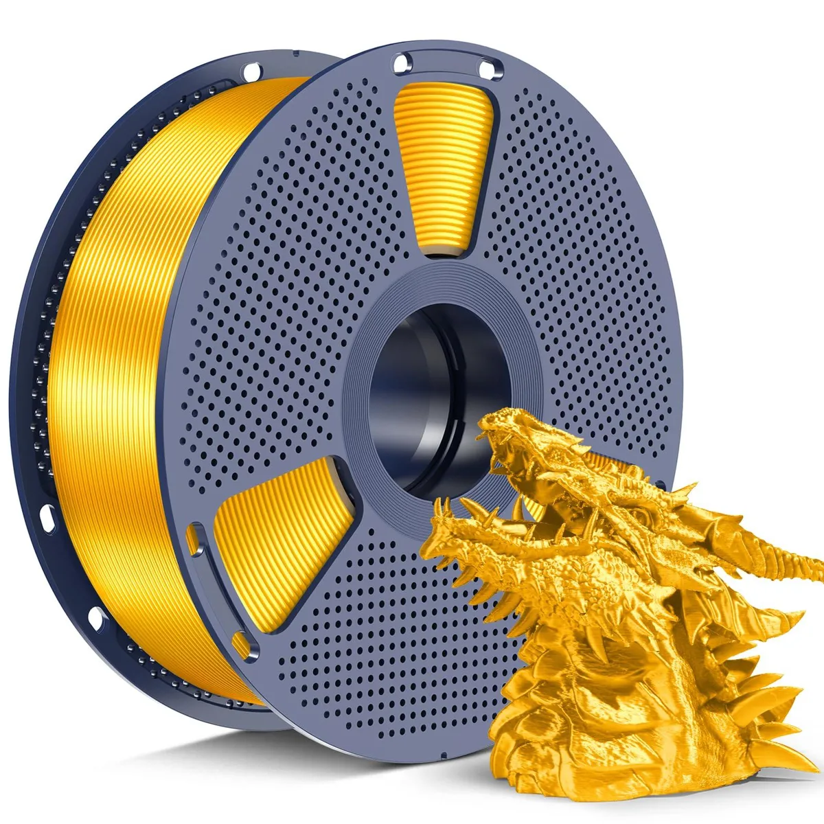 Gold Silk PLA+ filament spool 1.75mm 1kg glossy finish