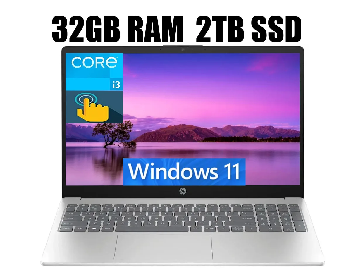 HP HP 15 Raider laptop i3-1215U 32GB 2TB 15.6 HD Touch Silver — product photo