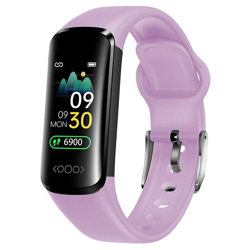 Pink smart bracelet with 0.96 inch TFT screen and silicone sport strap