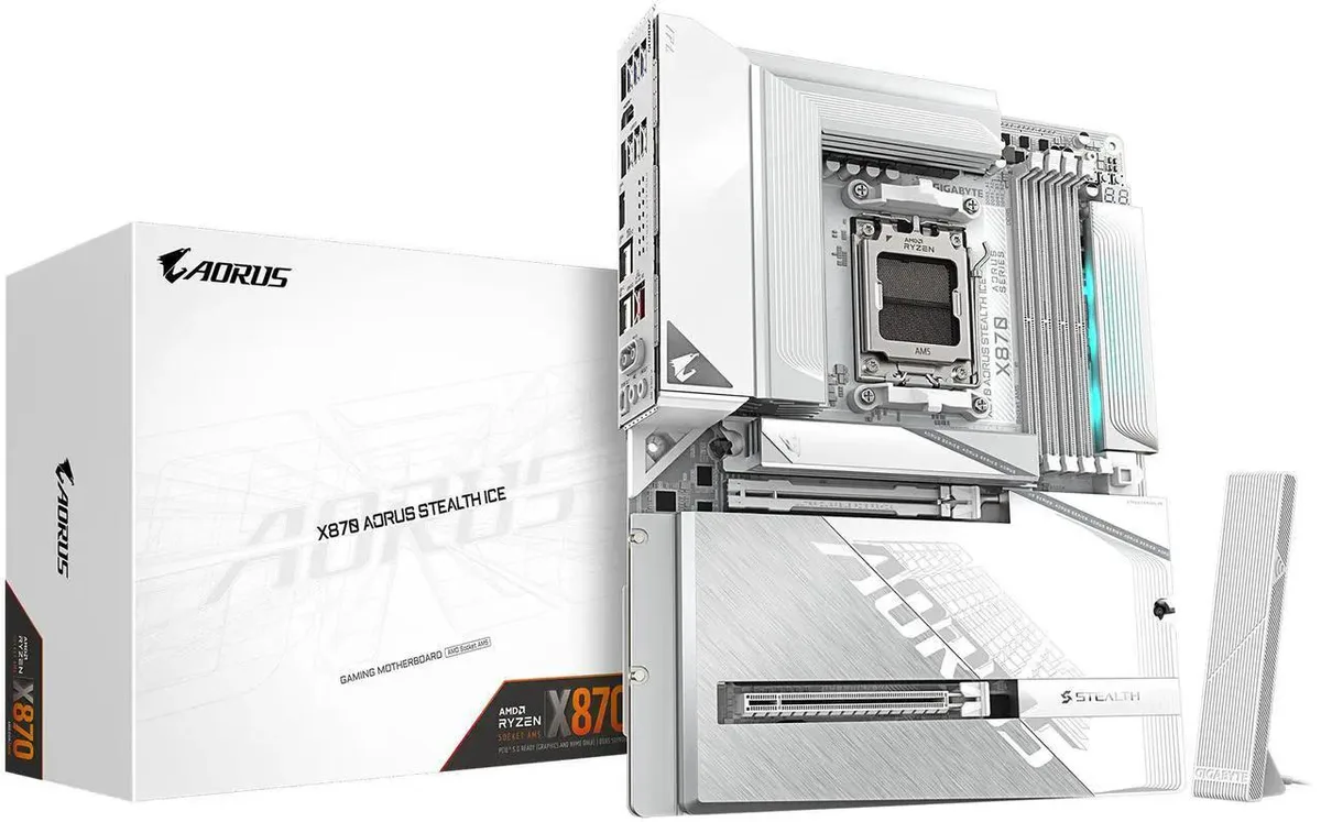 GIGABYTE GIGABYTE X870 AORUS STEALTH ICE AMD AM5 motherboard — product photo