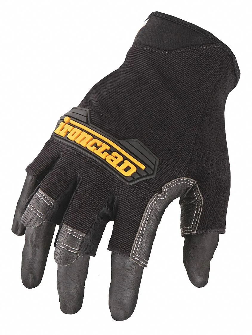 Black 2XL mechanics glove with synthetic leather palm and TPR rubber knuckle protection