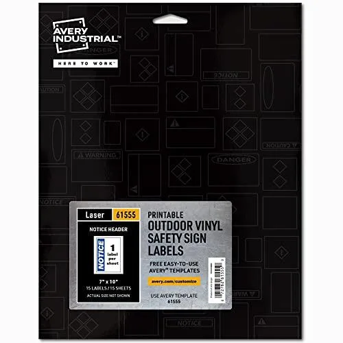 Avery Avery 61555 Notice Header Vinyl Signs 15ct 7x10in — product photo